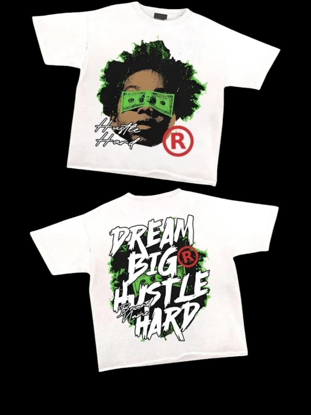 Hustle Hard "Dream Big" Graphic 1xl, Nice, New- White/Green